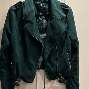 Romeo & Juliet Couture Deep Green Leather Jacket